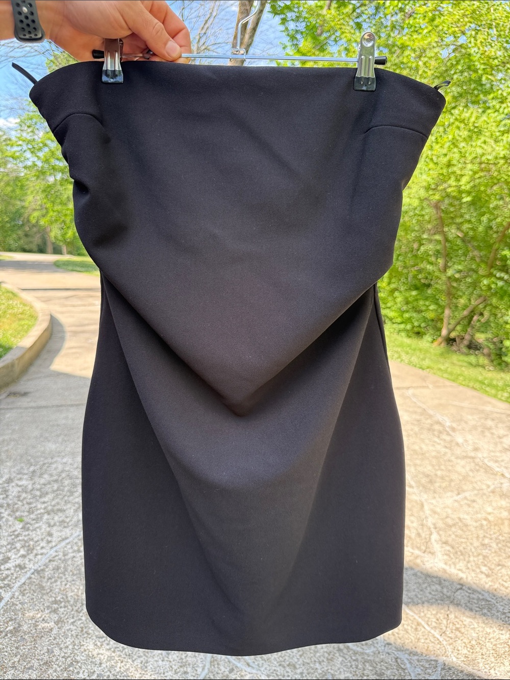 Zara Black Strapless Draped Mini Dress